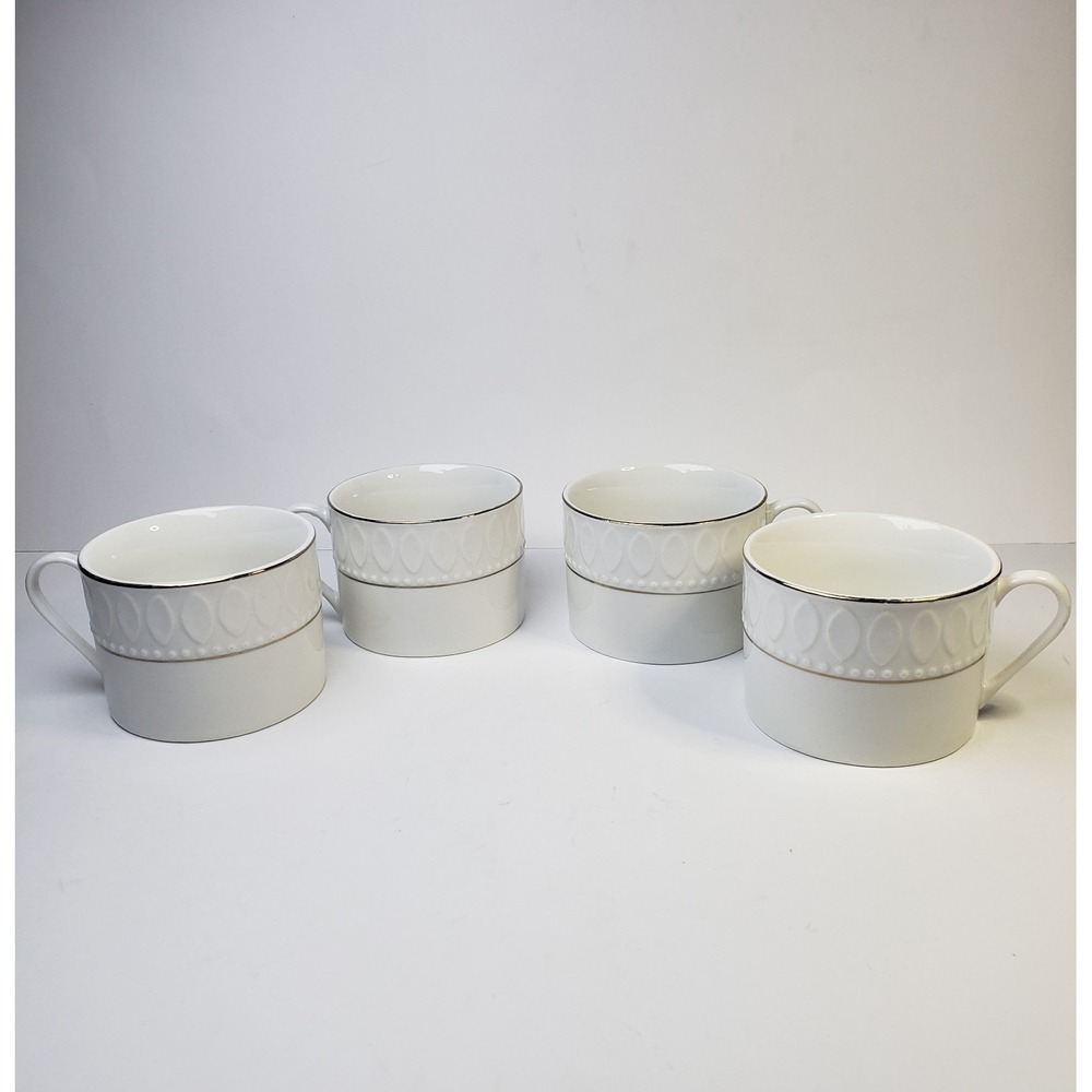 Gibson Heritage Gold 4 Flat Cups Embossed Edge Gold Trim